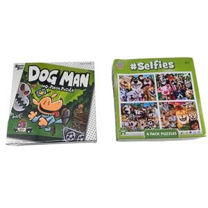Dog Man 100 Piece Puzzle & MasterPieces #Selfies 4-Pack Animal Puzzles
